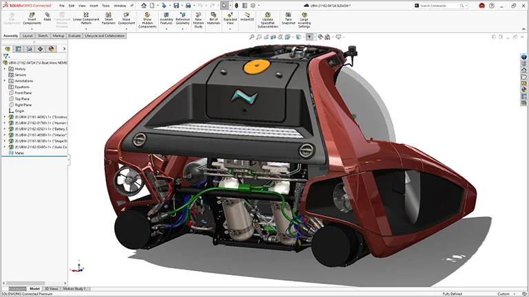 Compact vehicle and mechanical systems designed in SOLIDWORKS